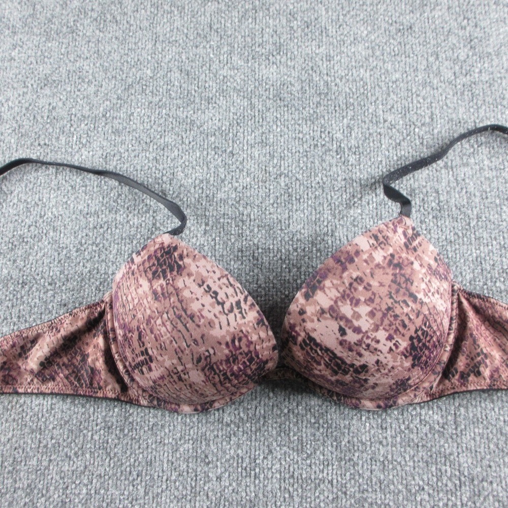 PINK Wear Everywhere Super Push-Up Bra Womens 36B Pink Animal Print Underwire
